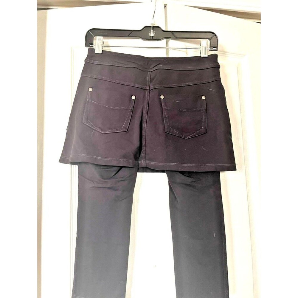 Athleta Womens 2 In 1 Skirt Capri Pull On Leggings Size PXS  Black